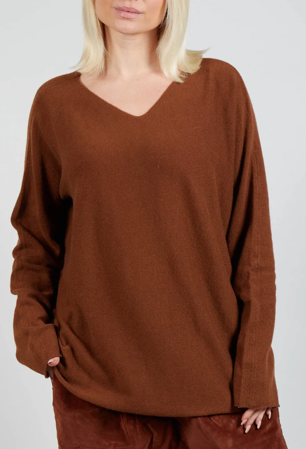Album Di Famiglia Cardigans^HK V Neck Oversized WS in Rust