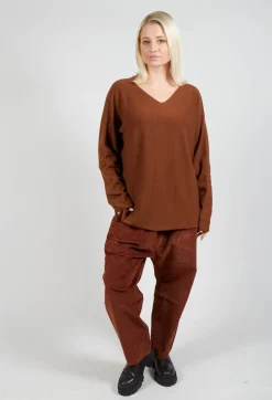 Album Di Famiglia Cardigans^HK V Neck Oversized WS in Rust