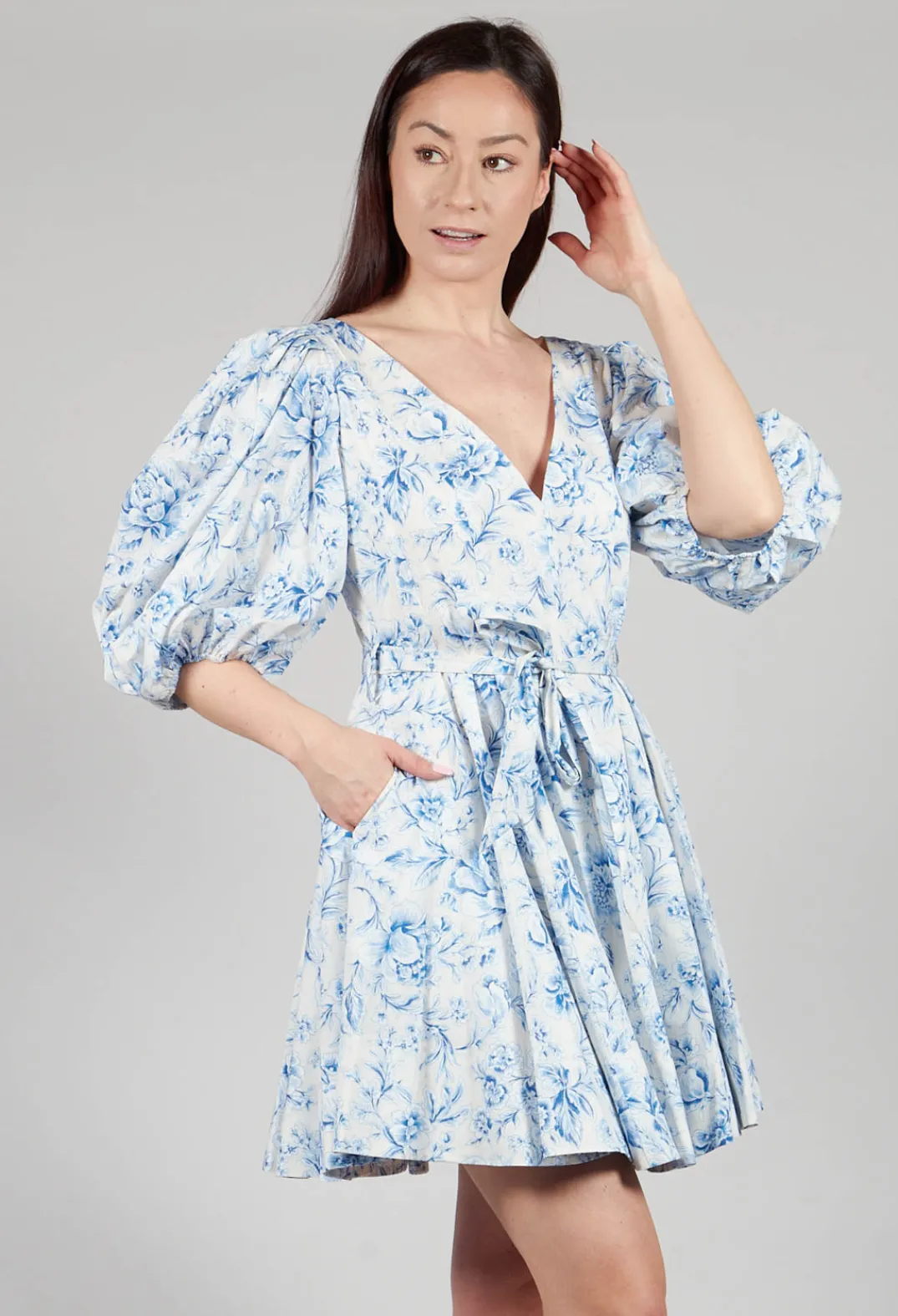 Lavi Dresses^Holly Short Belted Dress in Blu Panna
