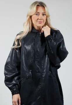 Sarah Pacini Jackets^Hooded Batwing Metallic Look Jacket