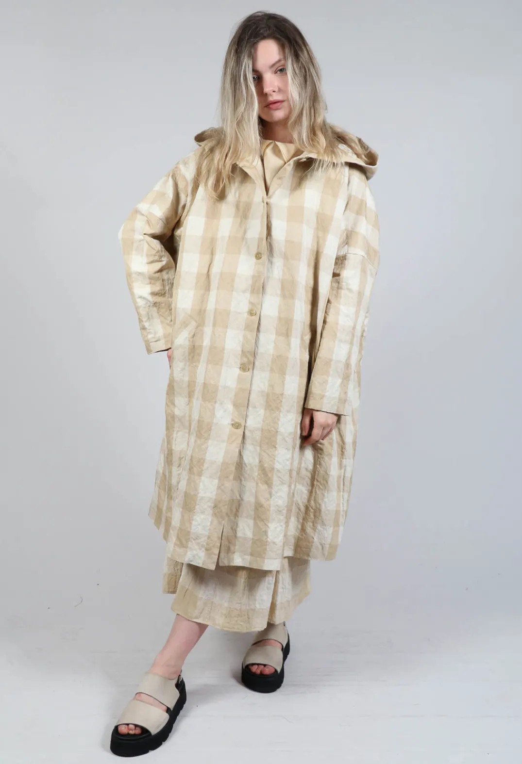 Apuntob Coats^Hooded Coat in Natural