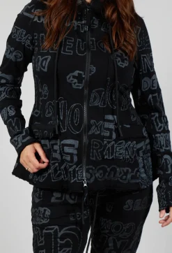 Rundholz Black Label Jackets^Hooded Jersey Jacket in Black Shiny Print