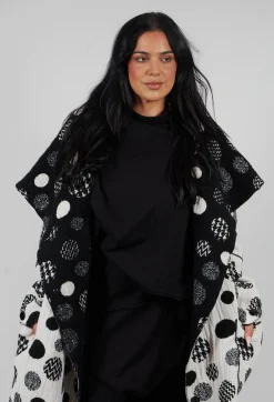 Bread and Butter Coats^Hooded Oversized Fit Coat in White with Black Pois