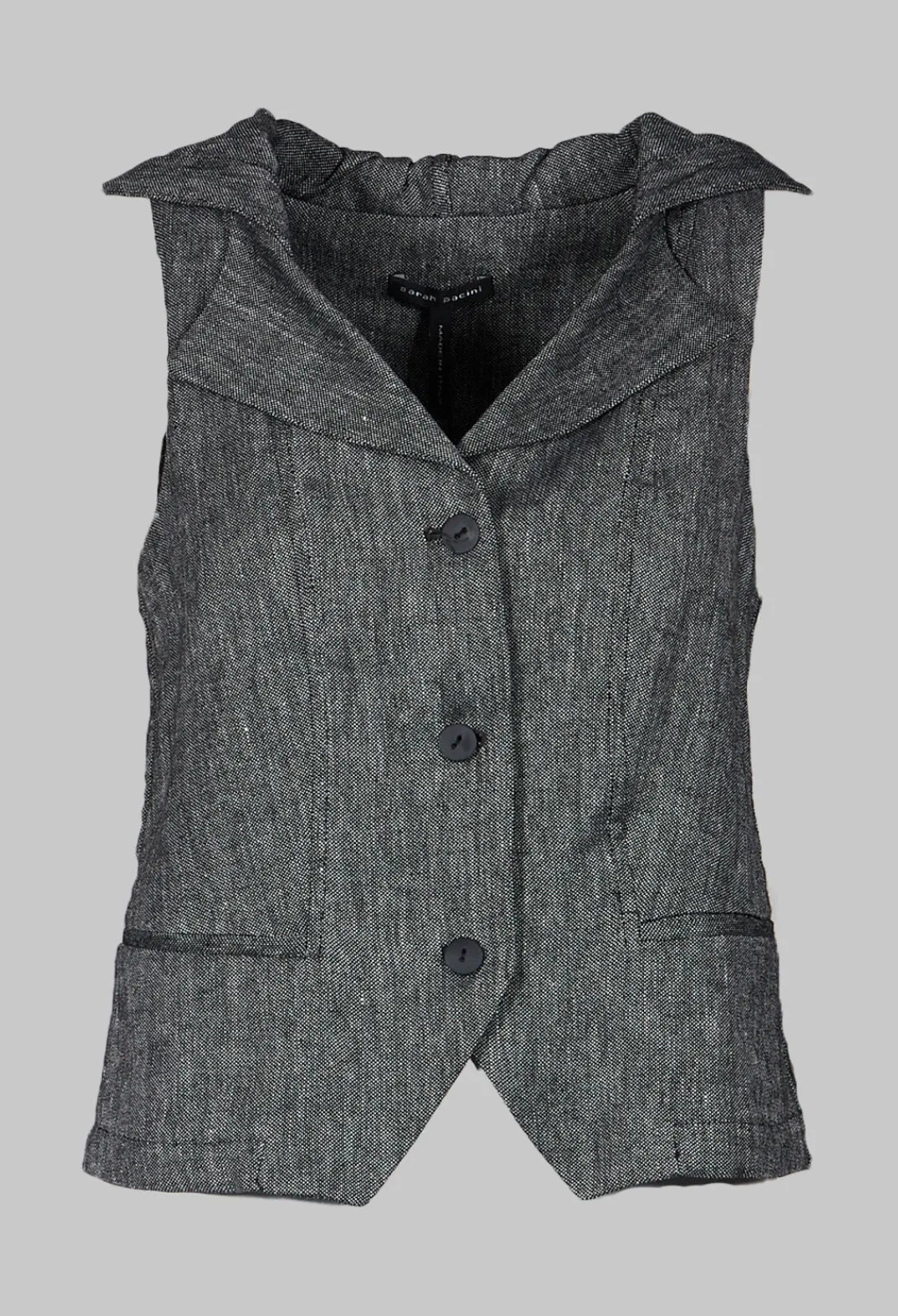 Sarah Pacini Tops^Hooded Waistcoat in Grey