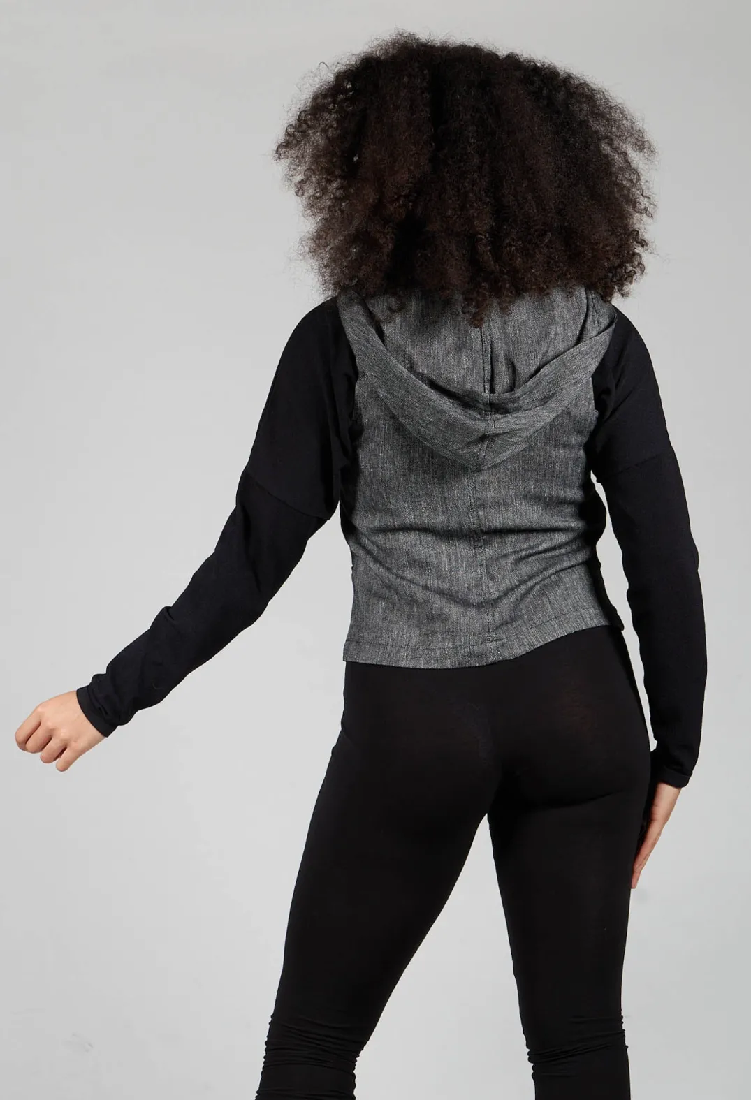 Sarah Pacini Tops^Hooded Waistcoat in Grey