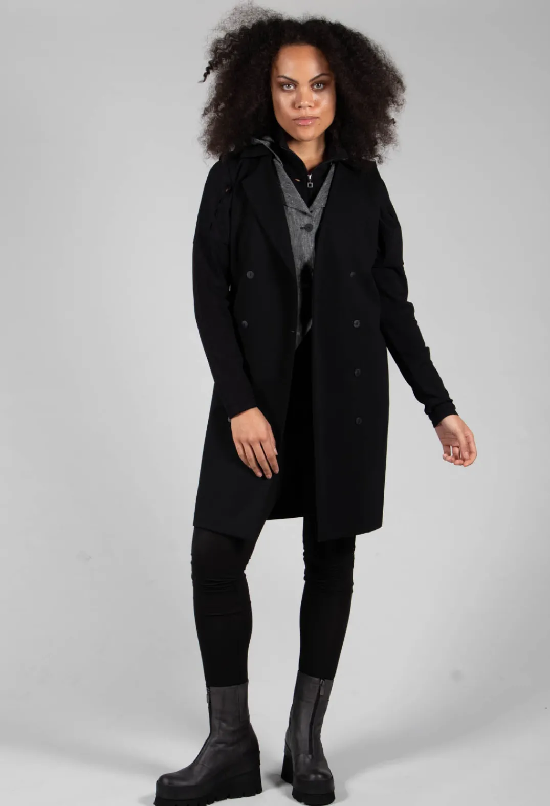 Sarah Pacini Tops^Hooded Waistcoat in Grey
