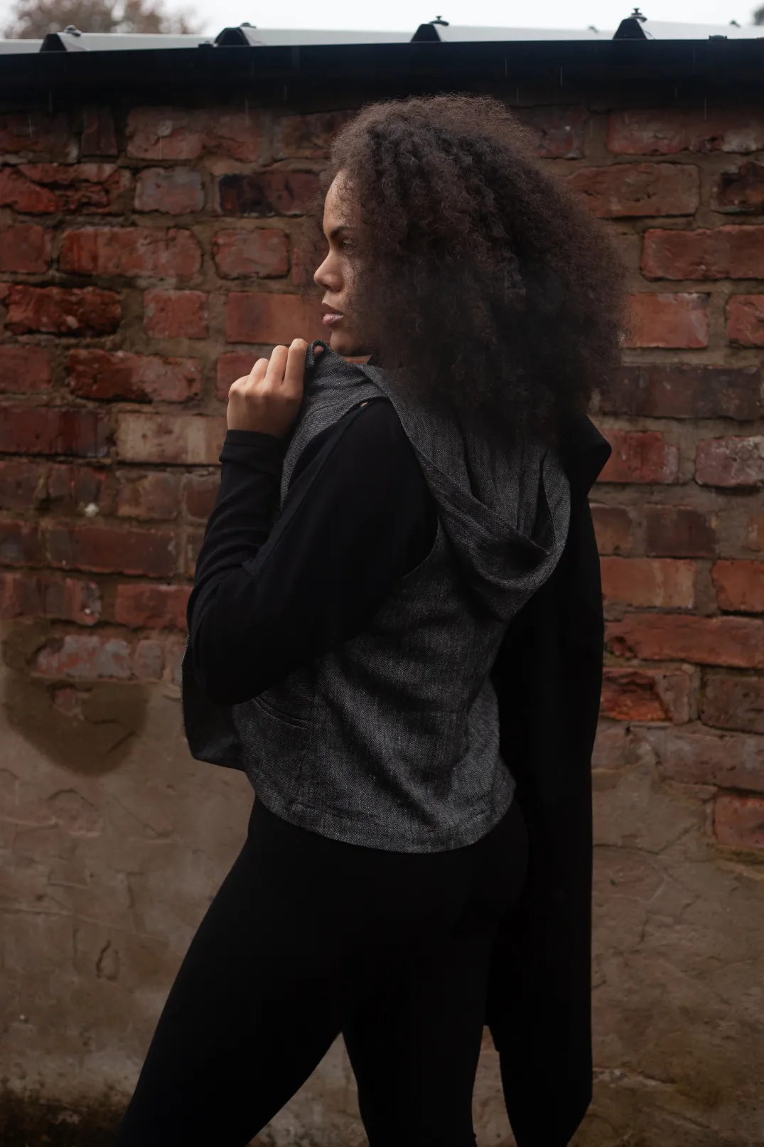 Sarah Pacini Tops^Hooded Waistcoat in Grey
