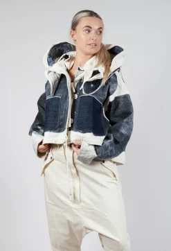 Rundholz Dip Jackets^Hooded Zip-Up Jacket in Denim Print