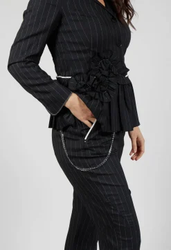 High Trousers^Hyper Trousers in Black Pinstripe