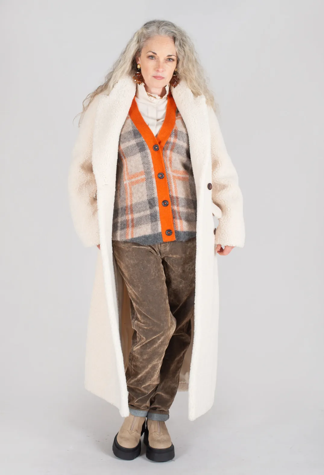 Fringe Knitwear|Cardigans^Ingrid Cardigan in Orange and Beige
