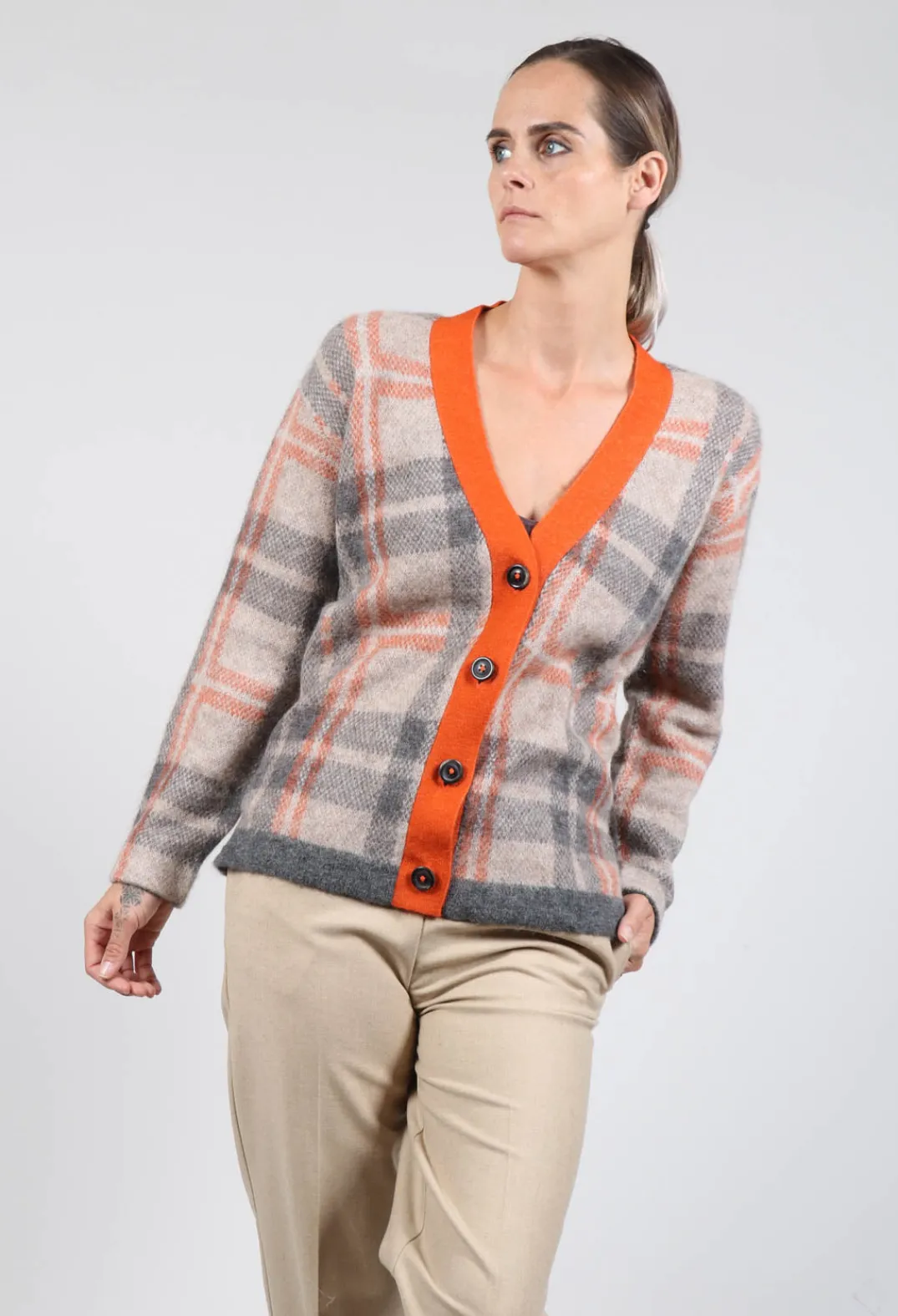 Fringe Knitwear|Cardigans^Ingrid Cardigan in Orange and Beige