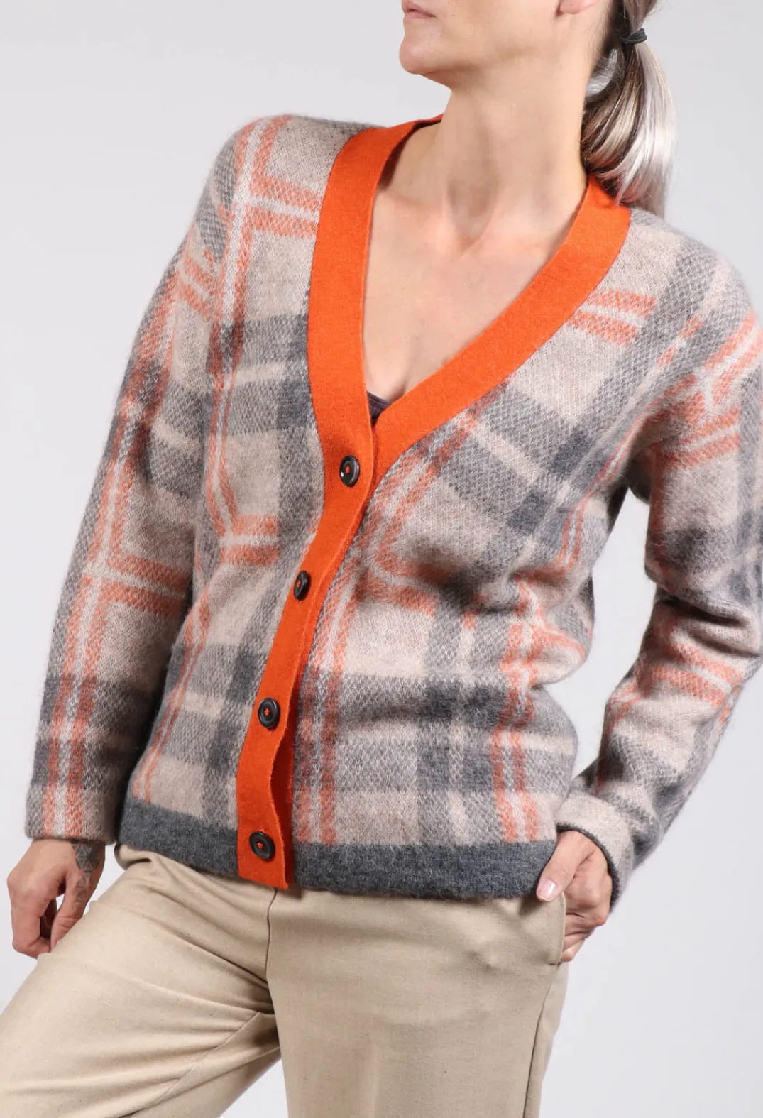 Fringe Knitwear|Cardigans^Ingrid Cardigan in Orange and Beige
