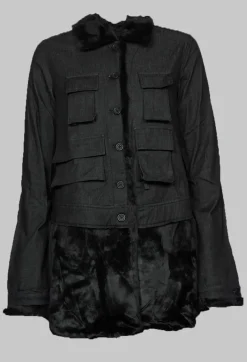 Rundholz Black Label Jackets^Jacket with Contrasting Faux Fur Detail in Black