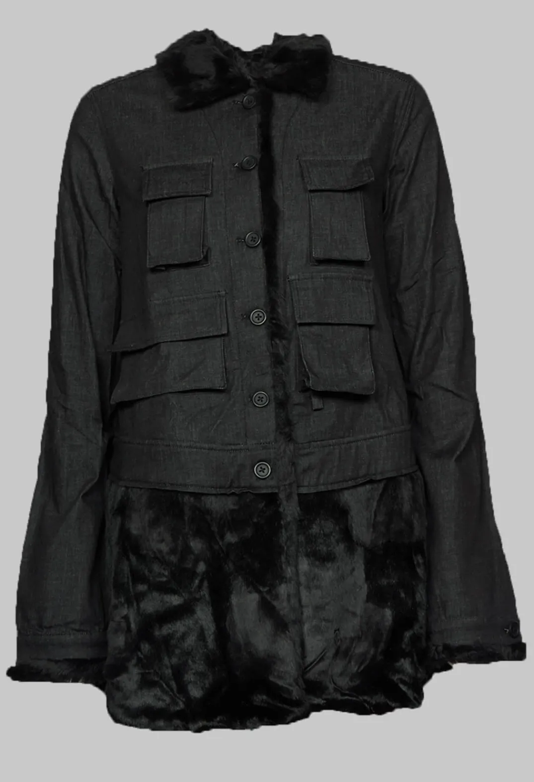Rundholz Black Label Jackets^Jacket with Contrasting Faux Fur Detail in Black