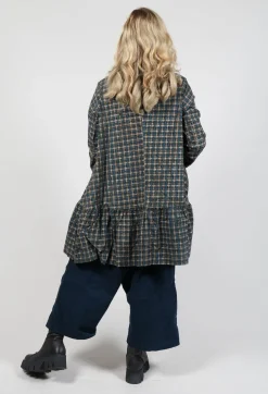 Rundholz Black Label Coats^Jacket with High Low Peplum Hem in Ink Check