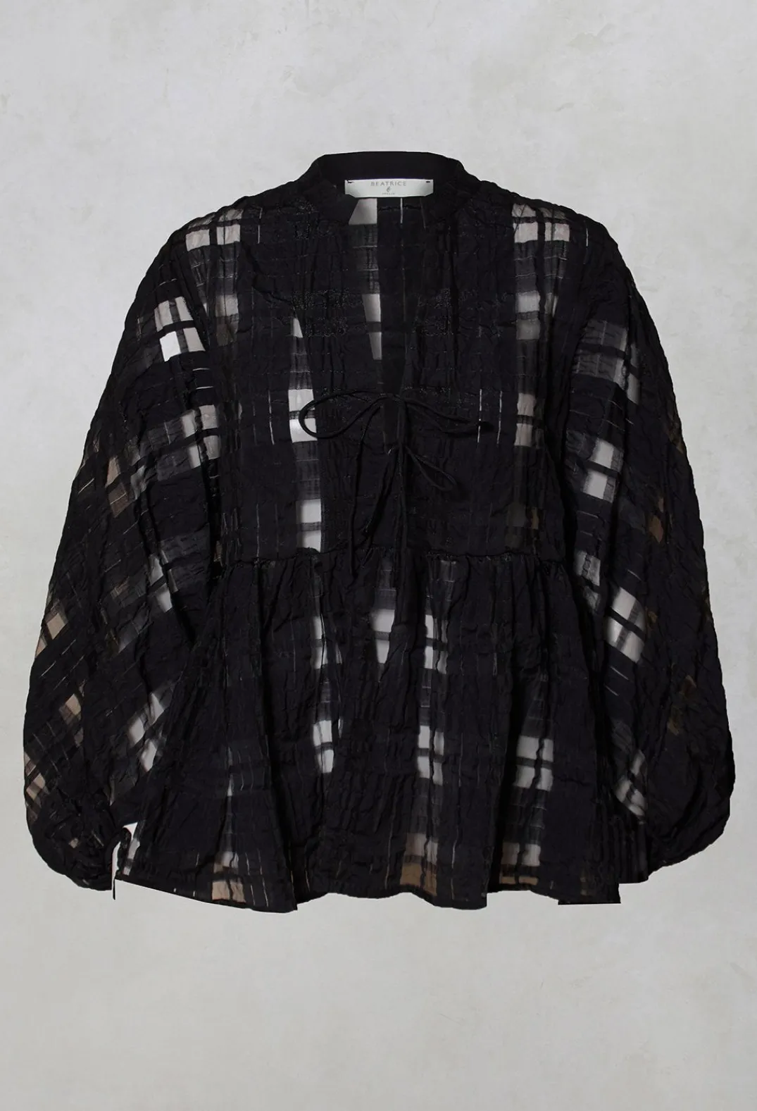 Beatrice B Shirts & Blouses^Jacquard Check Blouse in Black