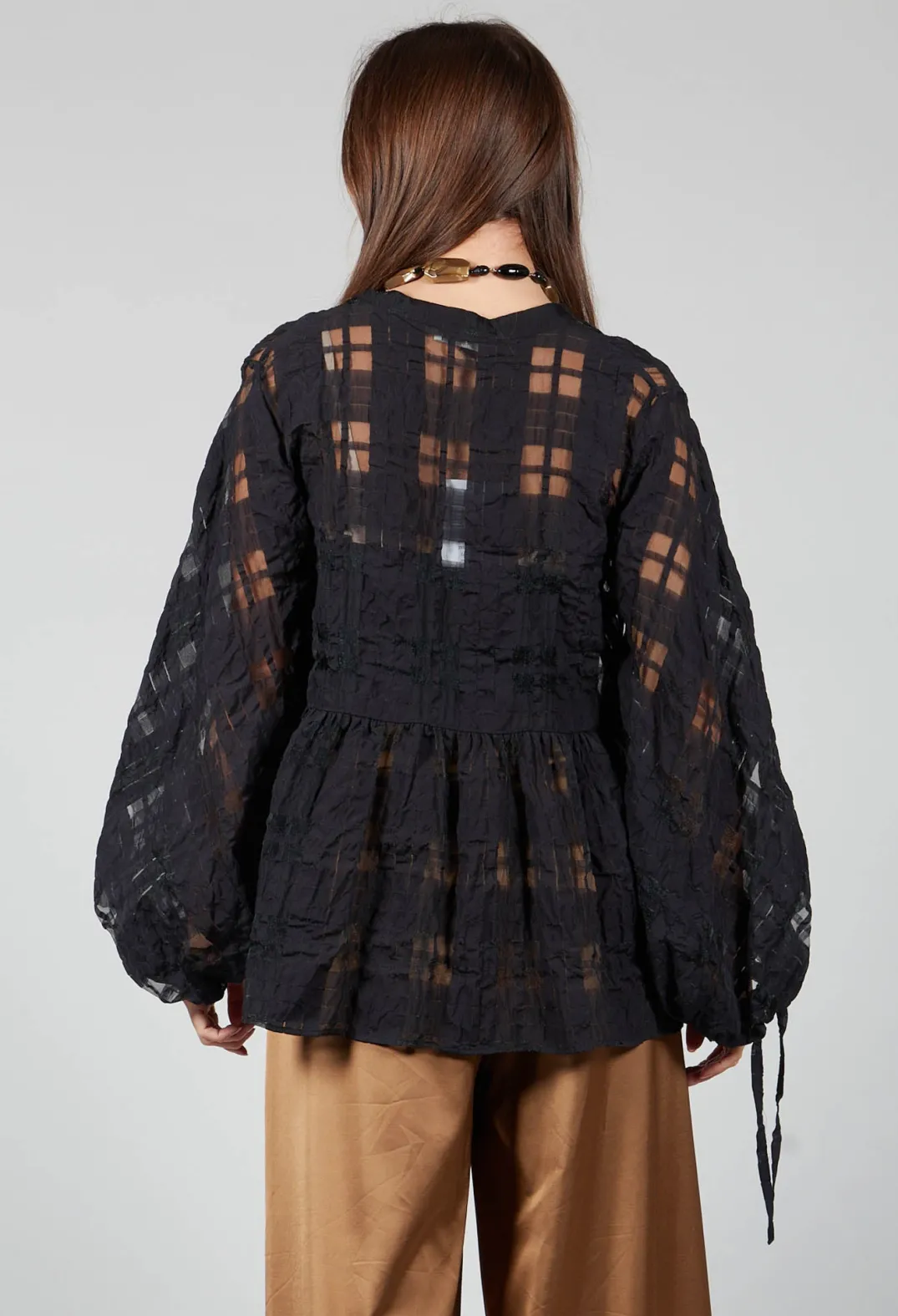 Beatrice B Shirts & Blouses^Jacquard Check Blouse in Black