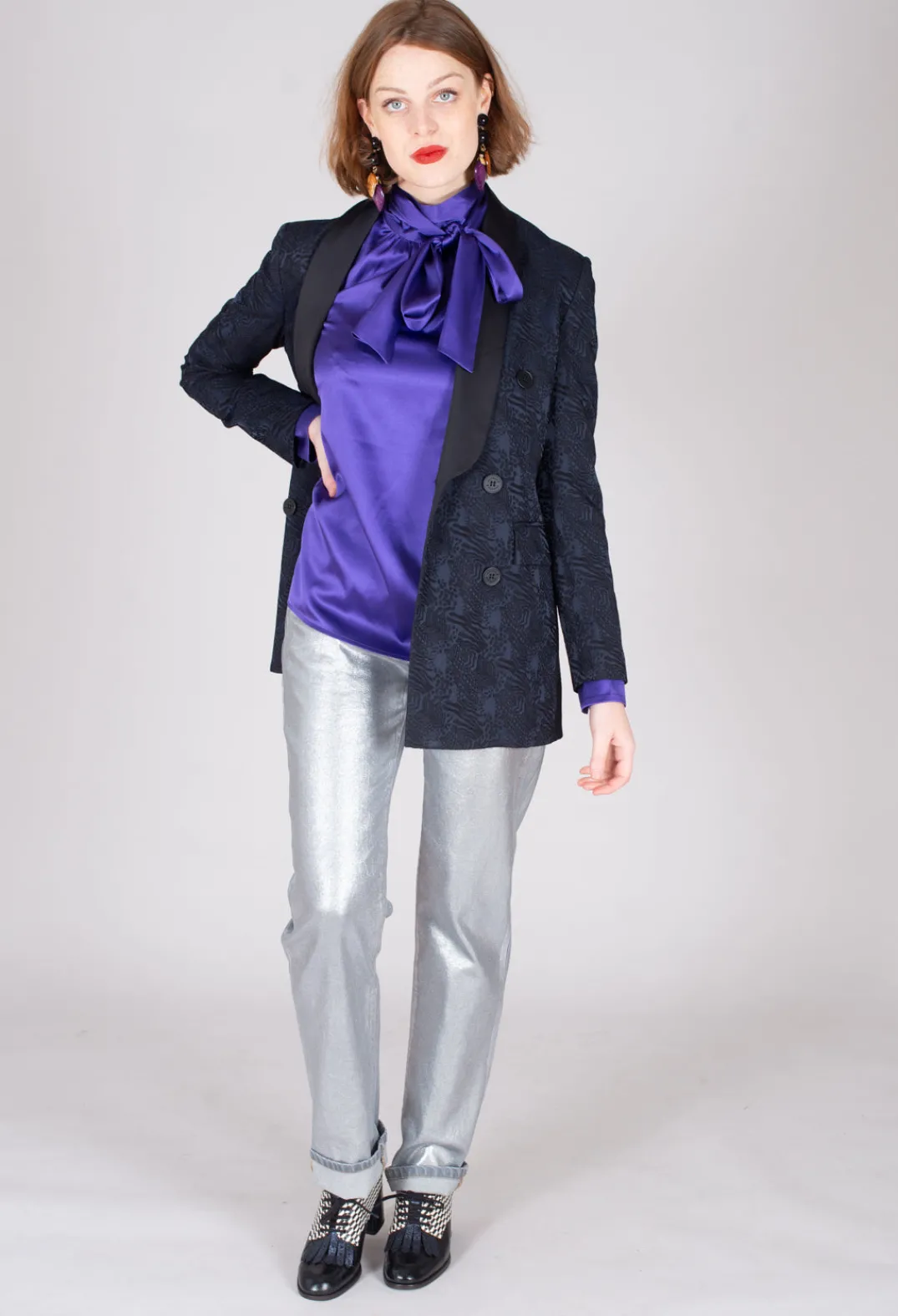 Beatrice B Jackets|Co-ords & Suits^Jacquard Double Breasted Jacket in Navy
