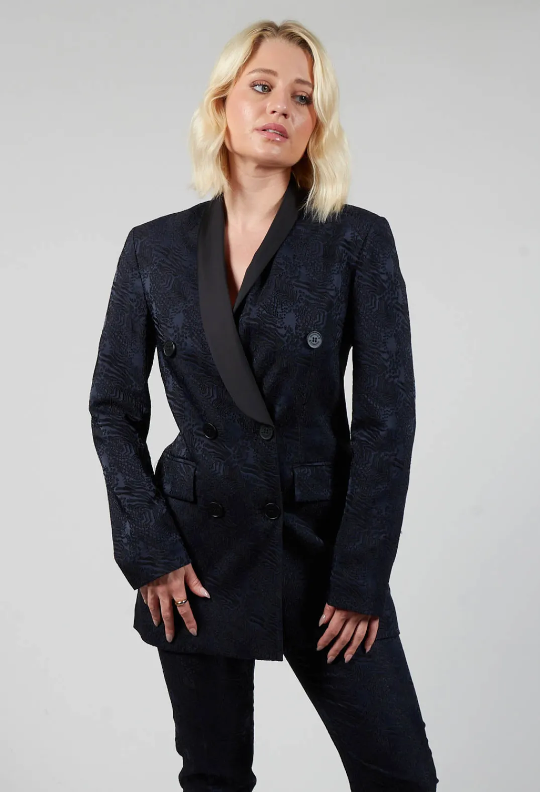 Beatrice B Jackets|Co-ords & Suits^Jacquard Double Breasted Jacket in Navy