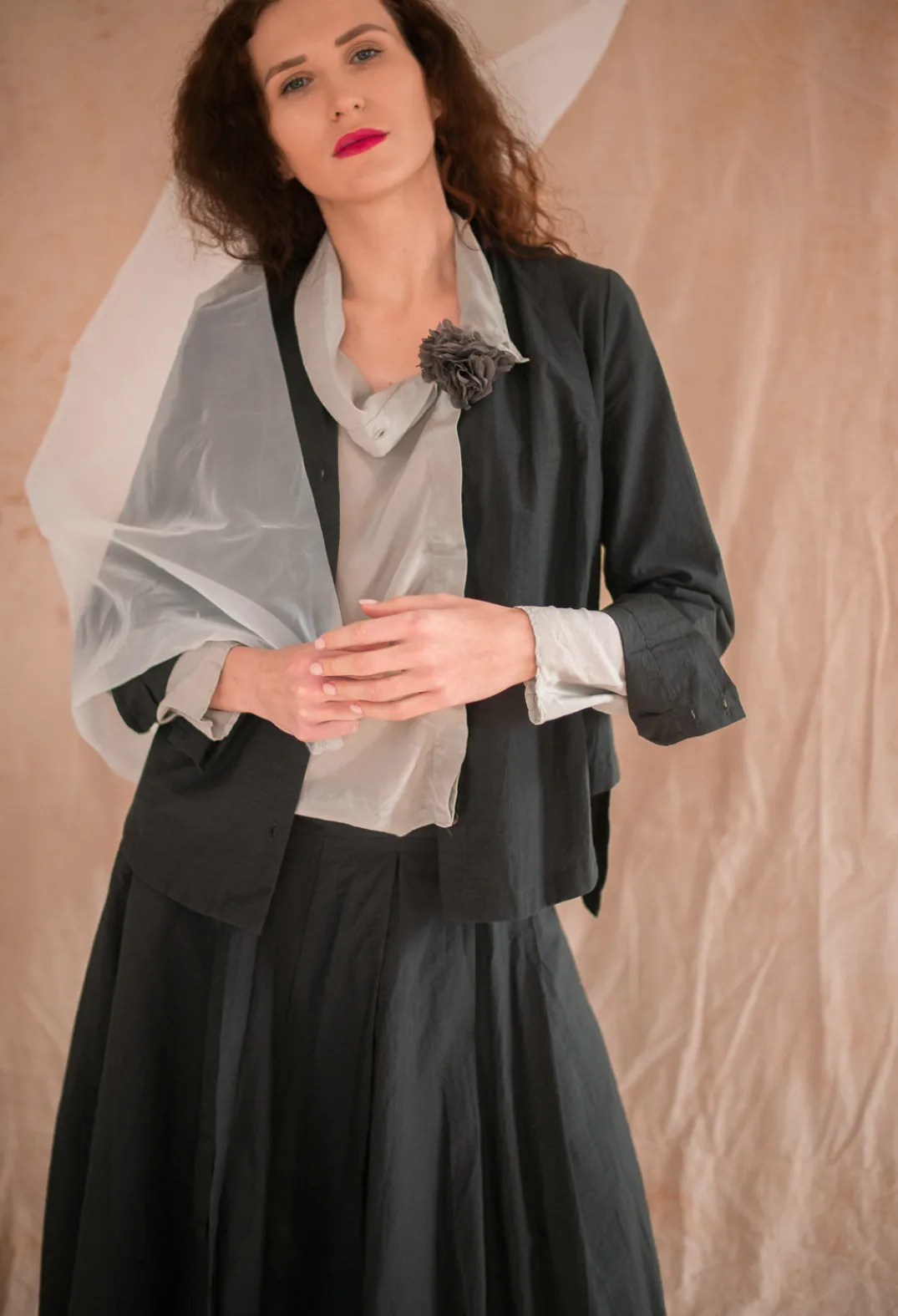 Jayko Shirts & Blouses^Jacy Shirt with Overlay Detail in Ardoise