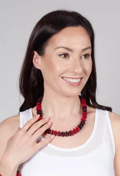 Bender Schmuck Necklaces^Jagged Ceramics Necklace in Red Black