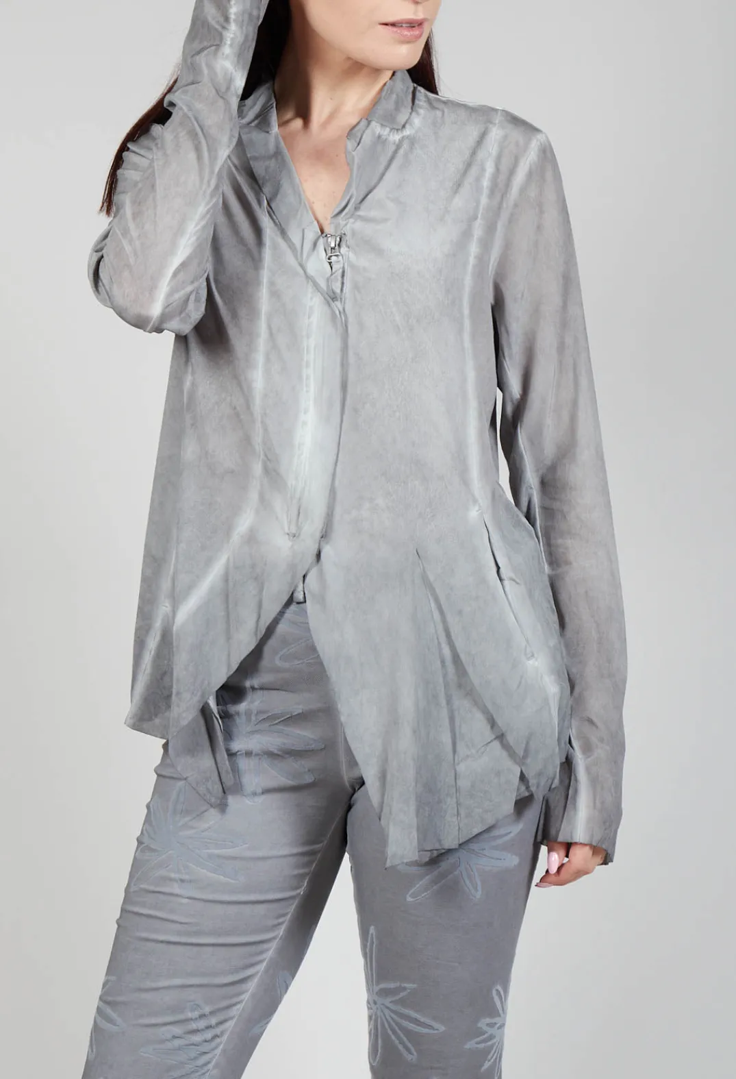 Rundholz Dip Jackets^Jagged Silk Jacket in C.Coal 70% Cloud