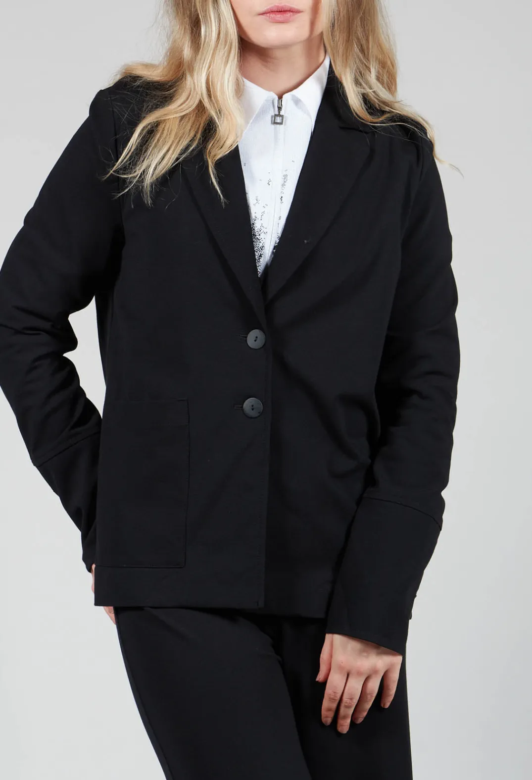 Sarah Pacini Jackets^Jersey Blazer with Front Pocket in Black