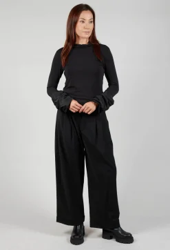 Mei Meij Tops^Jersey High Neck Top with Feature Sleeves in Nero