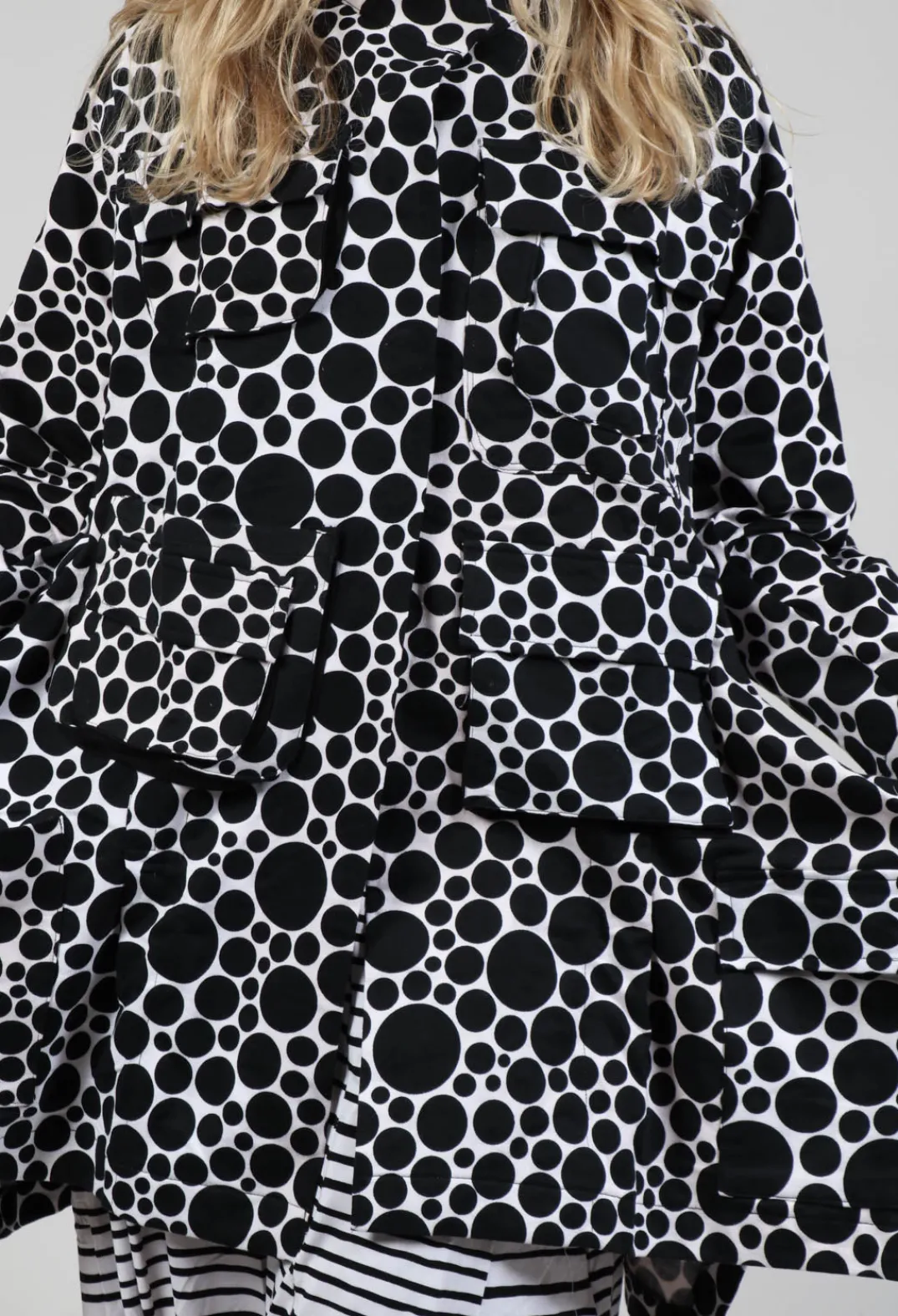 Bread and Butter Jackets^Jersey Jacket in White with Black Pois