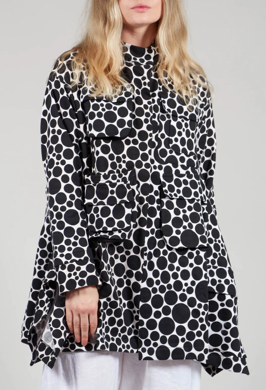 Bread and Butter Jackets^Jersey Jacket in White with Black Pois
