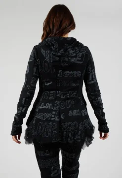 Rundholz Black Label Jackets^Jersey Jacket with Netted Hemline in Black Shiny Print