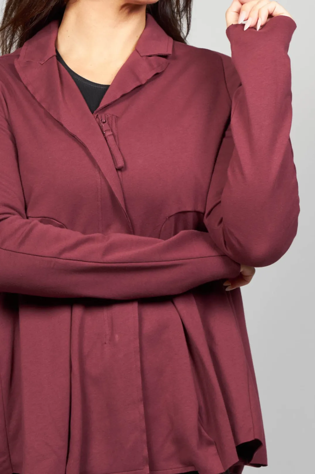 Rundholz Black Label Jackets^Jersey Jacket with Tulip Hem in Wine