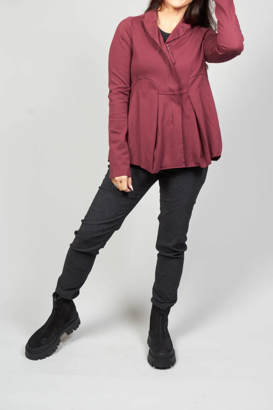 Rundholz Black Label Jackets^Jersey Jacket with Tulip Hem in Wine