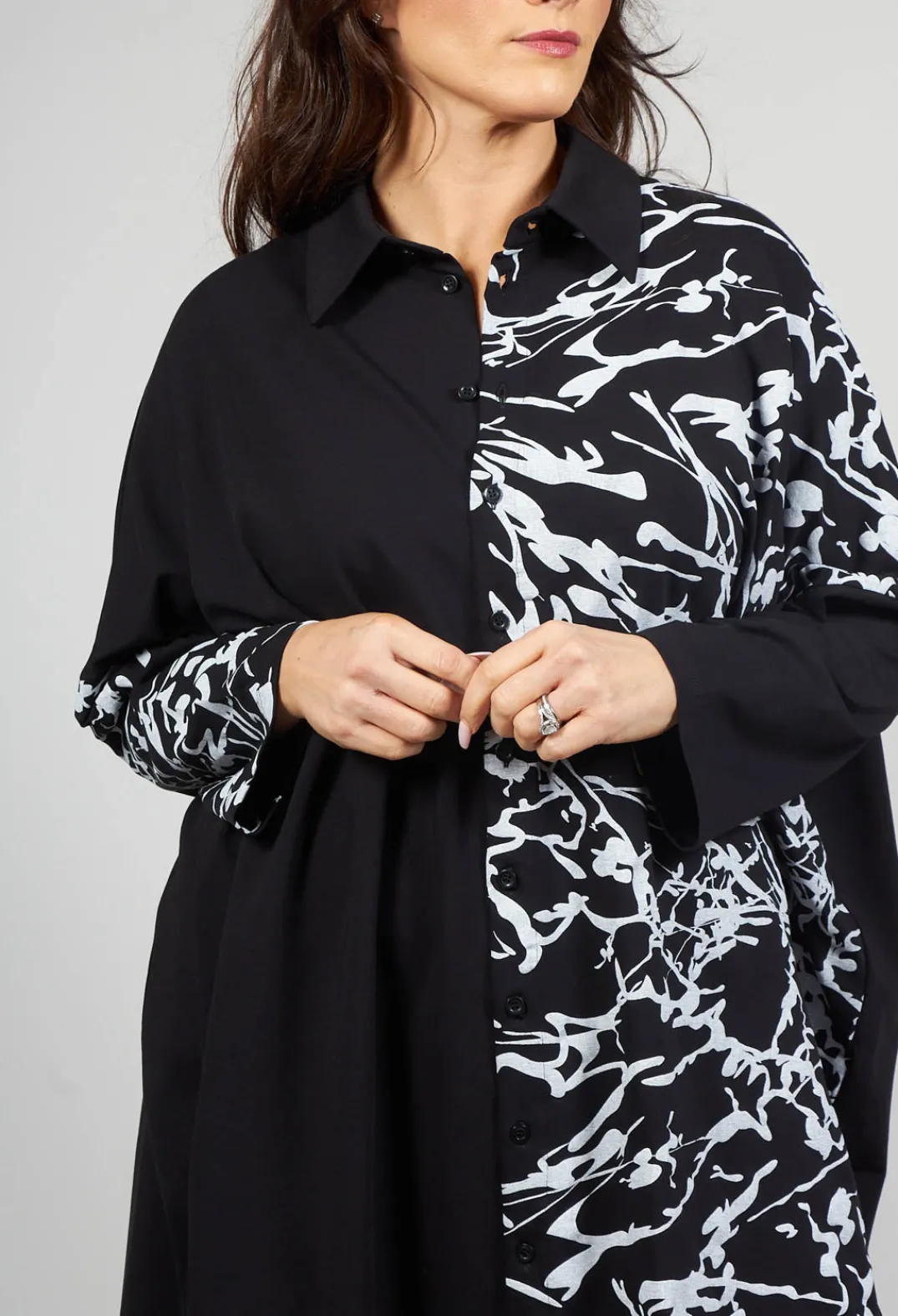 Bread and Butter Shirts & Blouses^Jersey Shirt Dress in Black and White