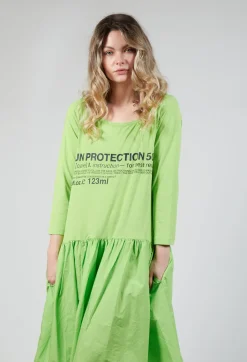 Rundholz Black Label Dresses^Jersey Top Dress with Lettering Motif in Lime Print