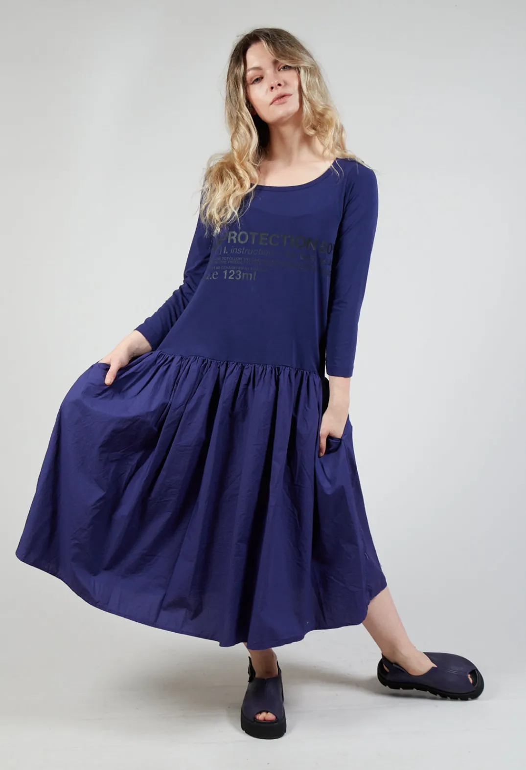 Rundholz Black Label Dresses^Jersey Top Dress with Lettering Motif in Azur Print
