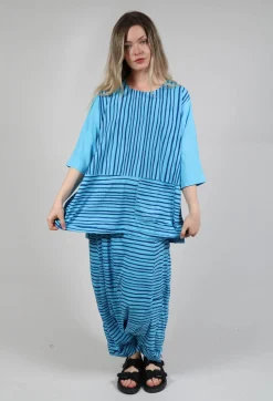 Bread and Butter Tops^Jersey Top in Turquoise with Blue Lines