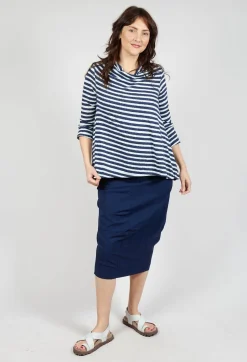 Rundholz Black Label Tops^Jersey Top with Drawstring Hem in Navy Print