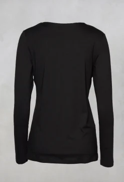 Nijii Shirts & Blouses^Jersey Top with Long Sleeves in Black