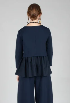 Mei Meij Shirts & Blouses^Jersey Top with Peplum Hem in Blue Nights and Dark Navy