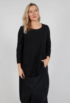 Rundholz Black Label Tops^Jersey Top with Three Quarter Sleeves in Black