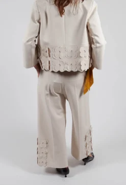 Mei Meij Trousers^Jersey Trousers with Floral Embellishment in Sandshell