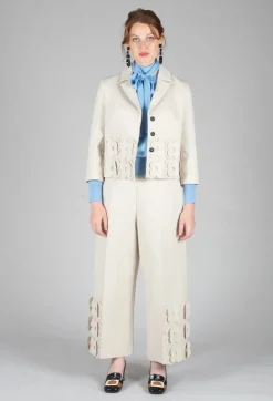 Mei Meij Trousers^Jersey Trousers with Floral Embellishment in Sandshell