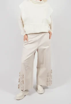 Mei Meij Trousers^Jersey Trousers with Floral Embellishment in Sandshell