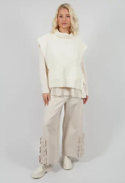 Mei Meij Trousers^Jersey Trousers with Floral Embellishment in Sandshell