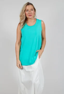 Rundholz Black Label Tops^Jersey Vest Top in Aqua Jersey Vest Top in Aqua