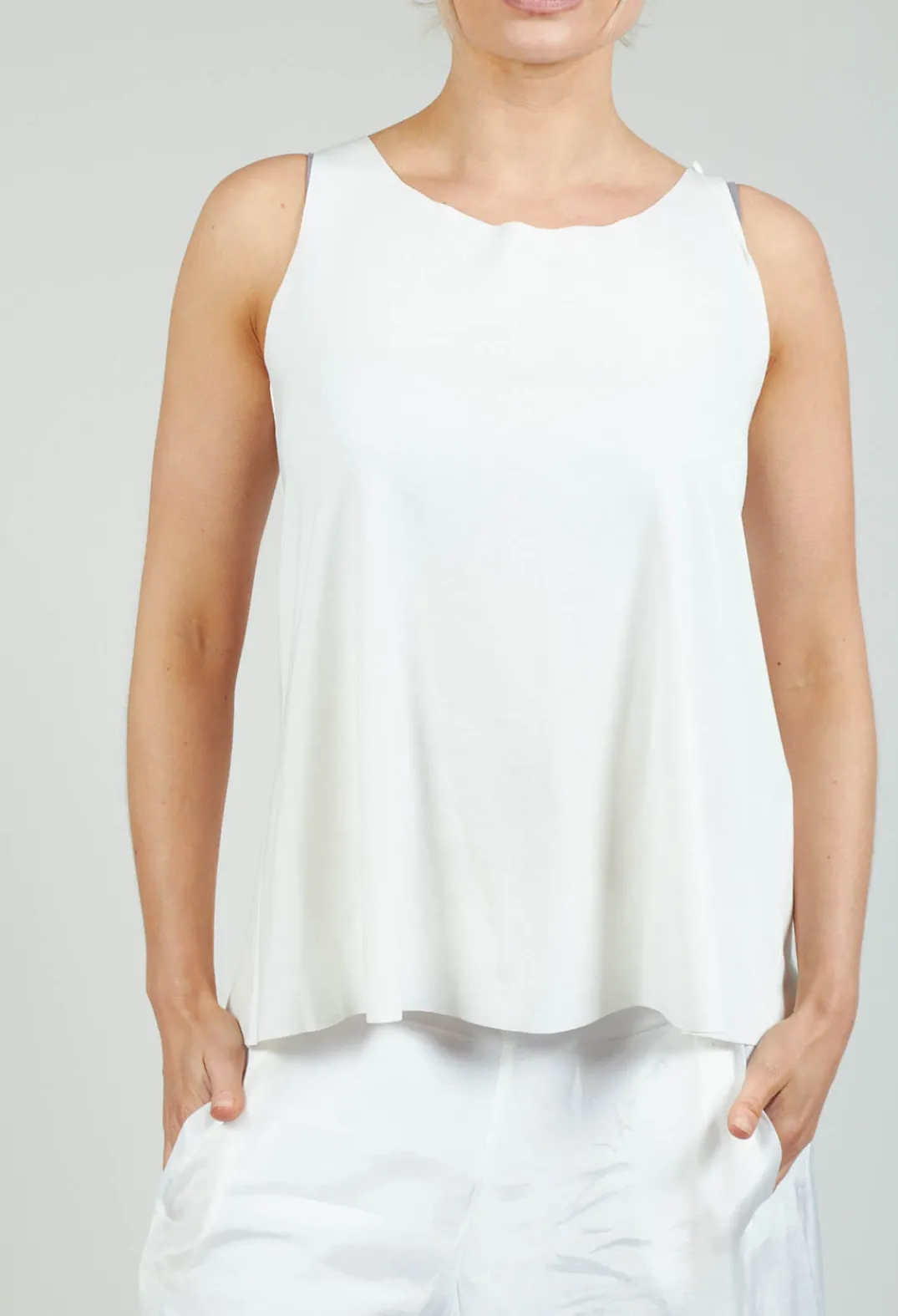 Bize Tops^Jersey Vest Top in White