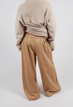 Mei Meij Trousers^Jersey Wide Leg Trousers with Belt in Camel