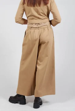 Mei Meij Trousers^Jersey Wide Leg Trousers with Belt in Camel