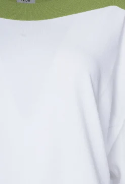 Nijii Jumpers^Jumper with Three Quarter Length Sleeves in White and Green